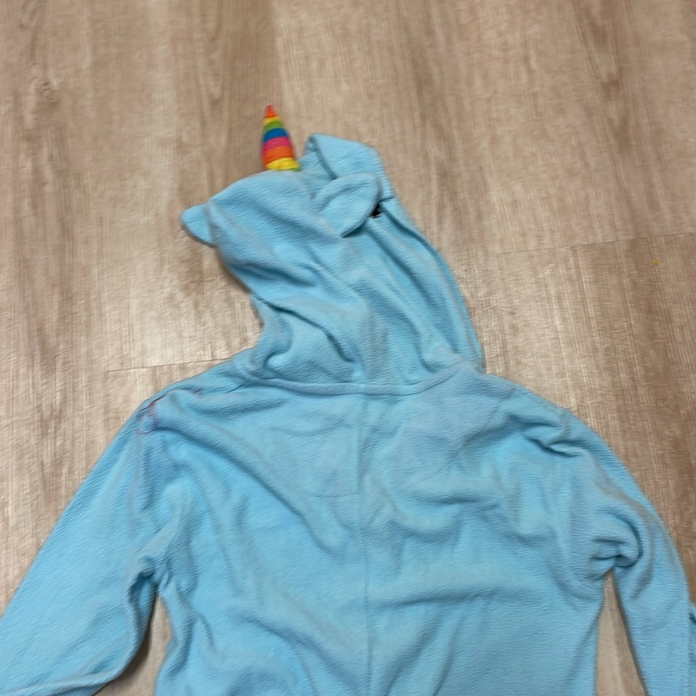 Under Disguise Girl’s sz 8 Blue Fleece One Piece Unicorn Outfit Costume one-size - Picture 7 of 7